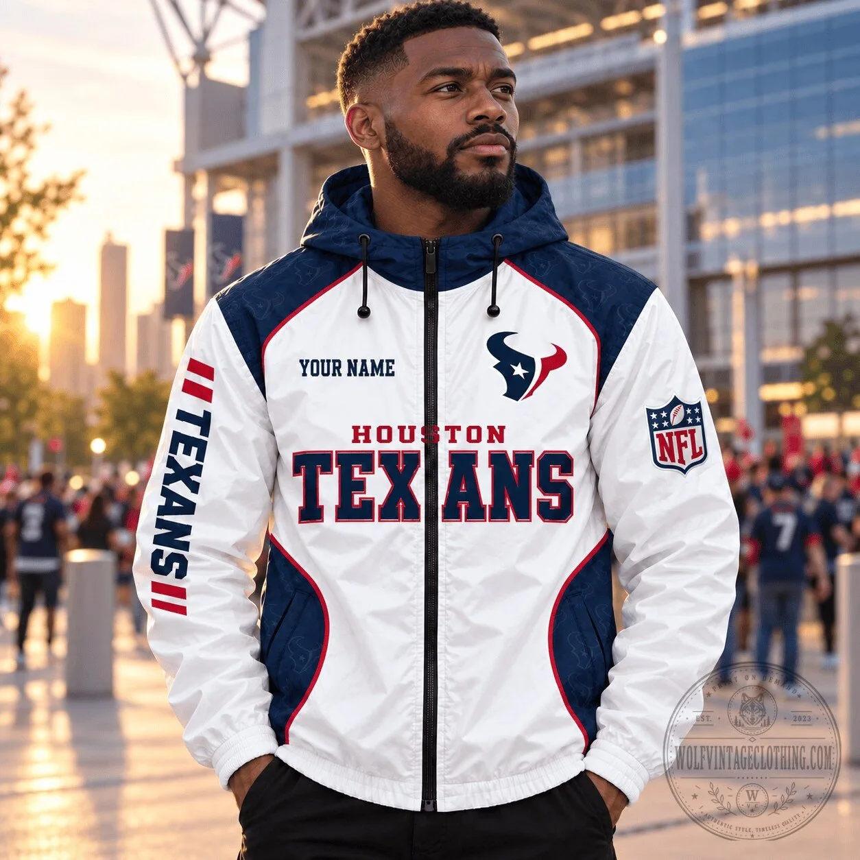 Houston Texans NFL Fan Gift Windbreaker Jacket Personalized for Men