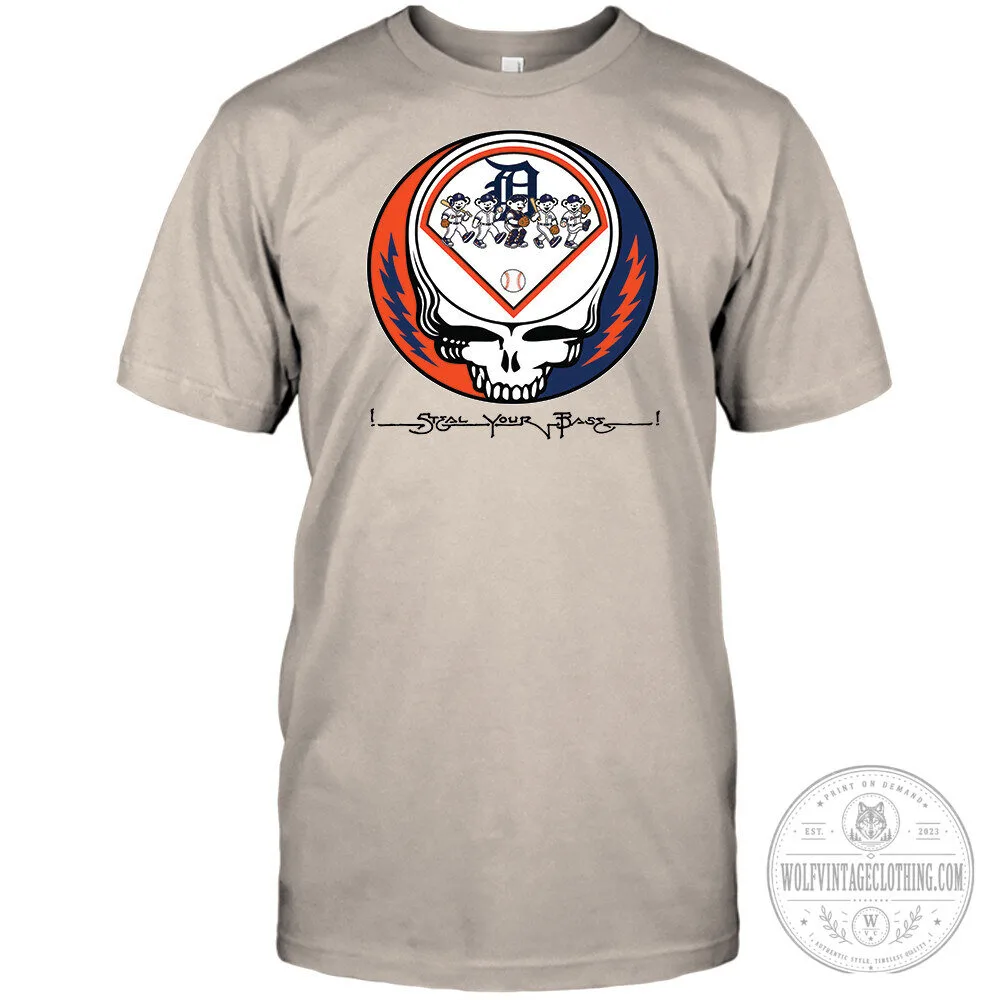 Detroit Tigers Grateful Dead Steal Your Base Dancing Bears T-Shirt