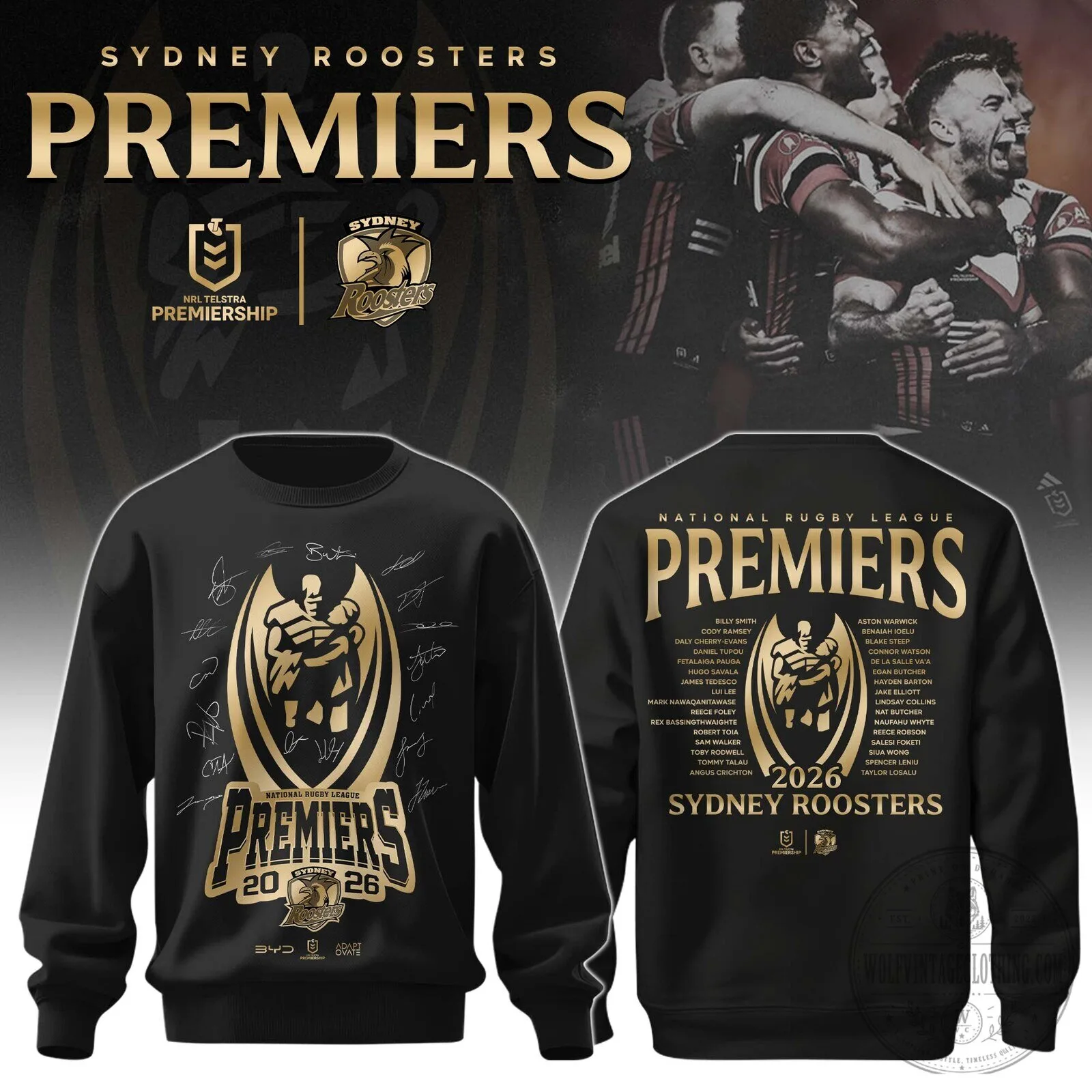 Sydney Roosters National Rugby League Premiers 2026 Commemorative Sweatshirt 2 Sydney Roosters National Rugby League Premiers 2026 Commemorative Sweatshirt