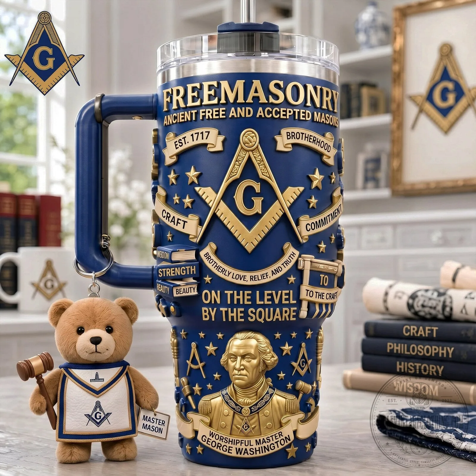Freemasonry Ancient Free Accepted Masons Gold Blue Stainless Steel Tumbler 2 Freemasonry Ancient Free Accepted Masons Gold Blue Stainless Steel Tumbler
