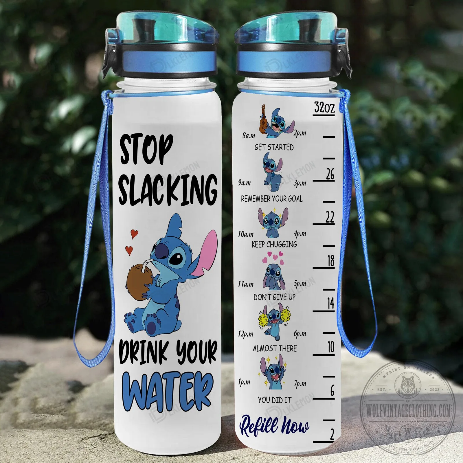 Disney Lilo and Stitch Stop Slacking Drink Your Water Hydration Tracker Water Bottle