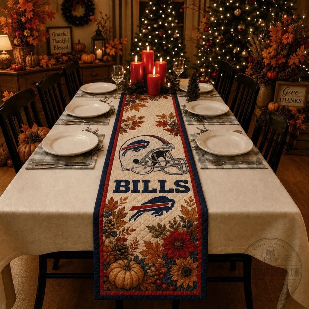 Buffalo Bills NFL Football Thanksgiving Autumn Harvest Table Runner Buffalo Bills NFL Football Thanksgiving Autumn Harvest Table Runner