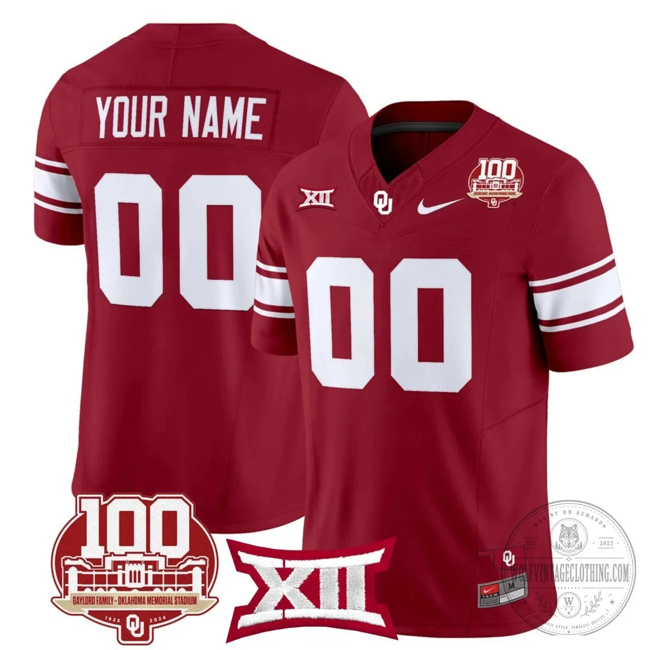 Oklahoma Sooners 100th Anniversary Gaylord Family Memorial Stadium Football Jersey