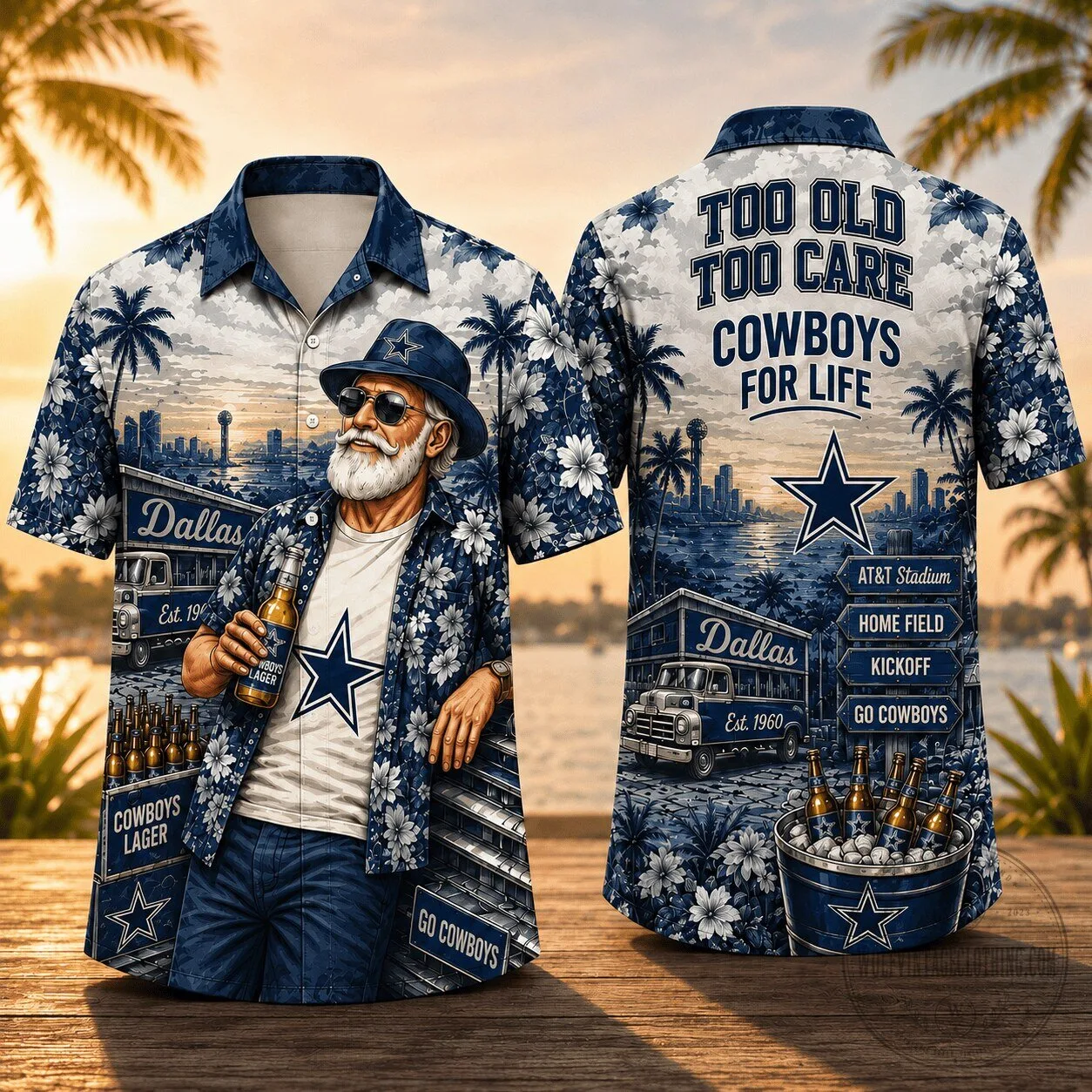 Dallas Cowboys Hawaiian Shirt For Men, Too Old To Care Cowboys For Life