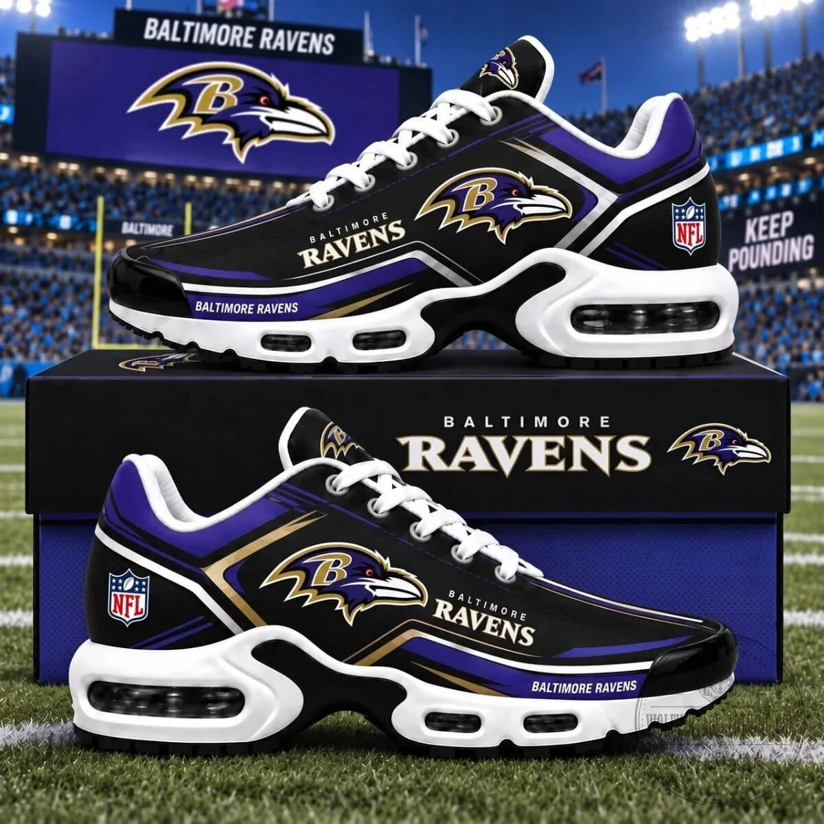 Baltimore Ravens NFL Fan Gear Air Max Style Sneakers Shoes 2 Baltimore Ravens NFL Fan Gear Air Max Style Sneakers Shoes