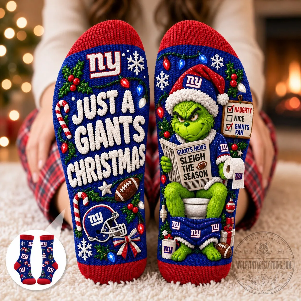 New York Giants NFL Grinch Just A Giants Christmas Holiday Socks 1 New York Giants NFL Grinch Just A Giants Christmas Holiday Socks