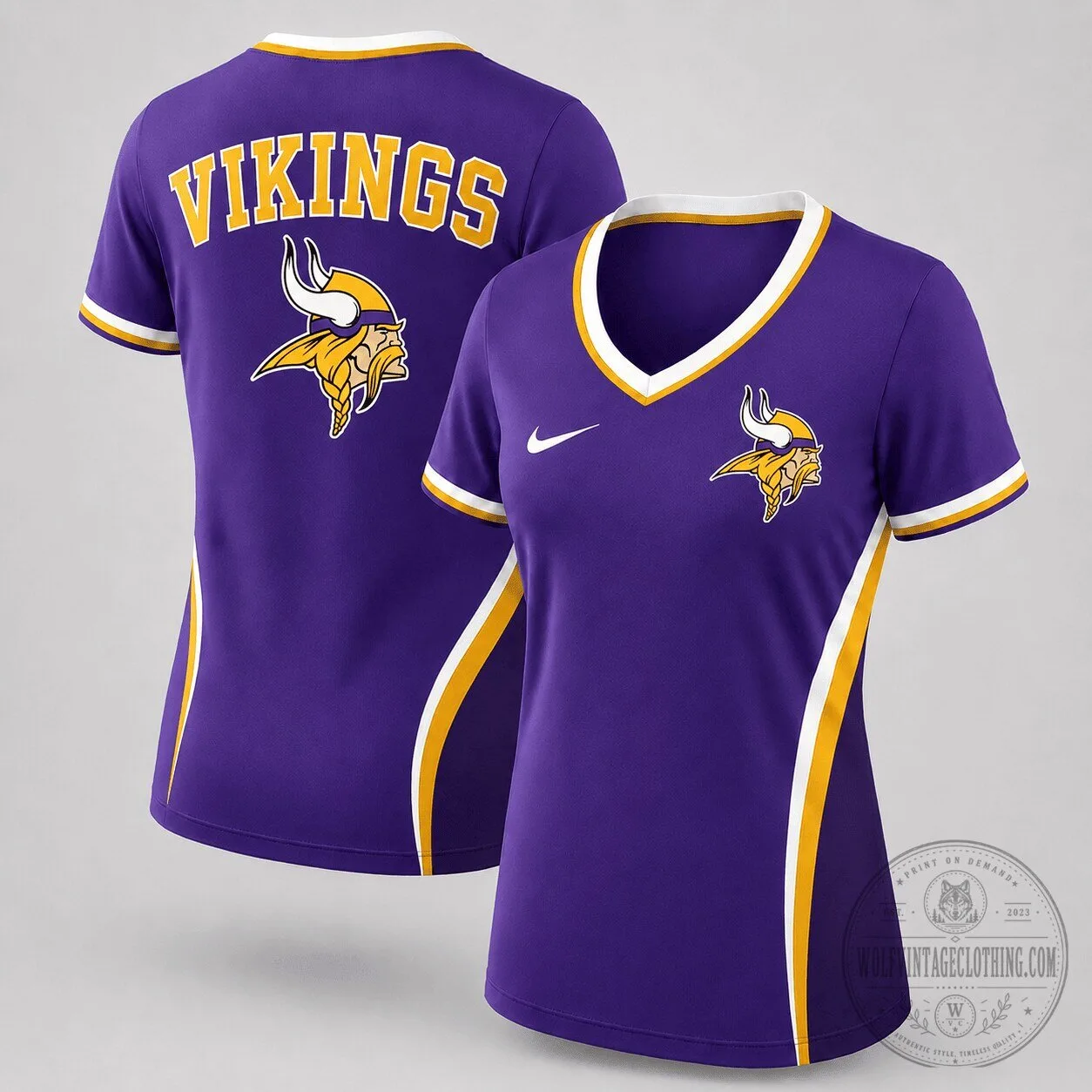 Minnesota Vikings NFL Football Fan Apparel Women's Performance V-Neck T-Shirt