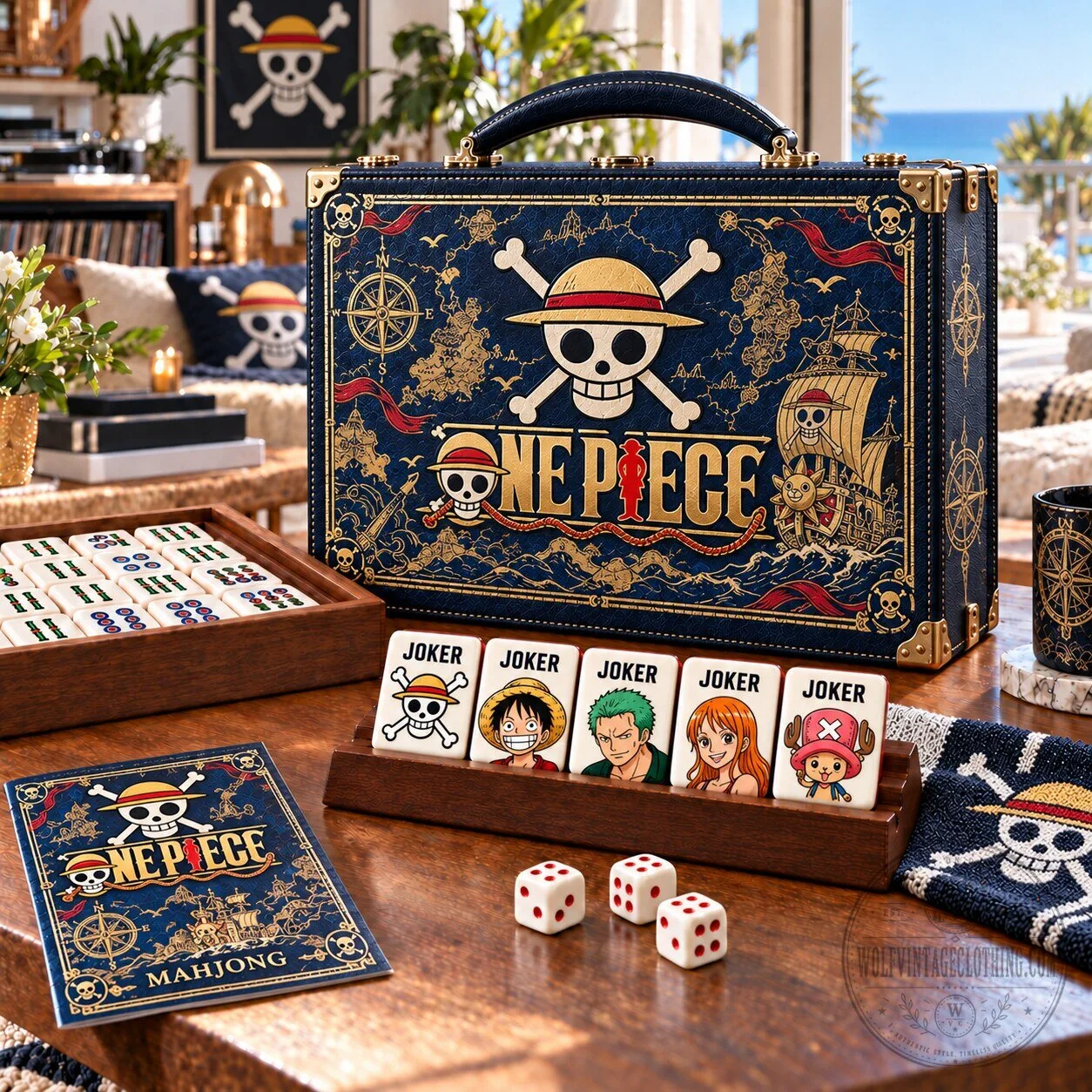 One Piece Mahjong Game Set with Storage Case and Playing Tiles