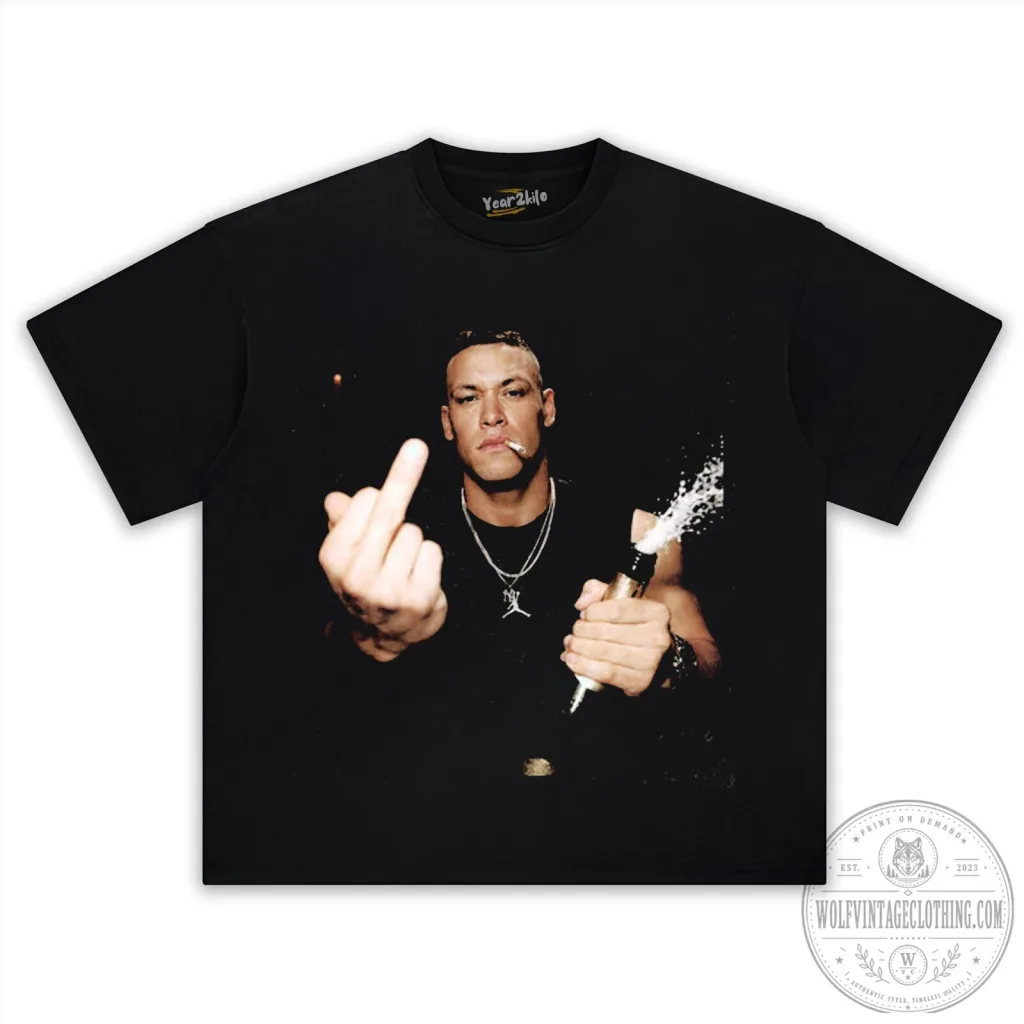 Aaron Judge Middle Finger Champagne Celebration Black T-Shirt Aaron Judge Middle Finger Champagne Celebration Black T-Shirt