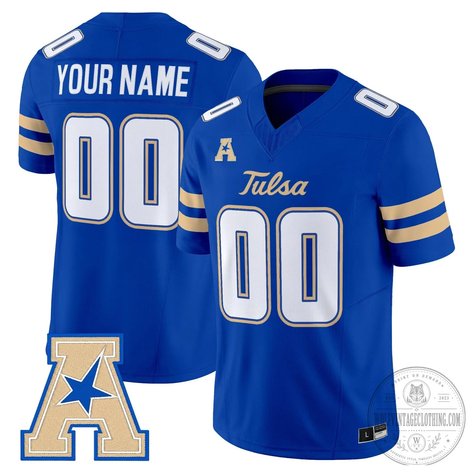 Tulsa Golden Hurricane Custom Football Jersey with Your Name and Number