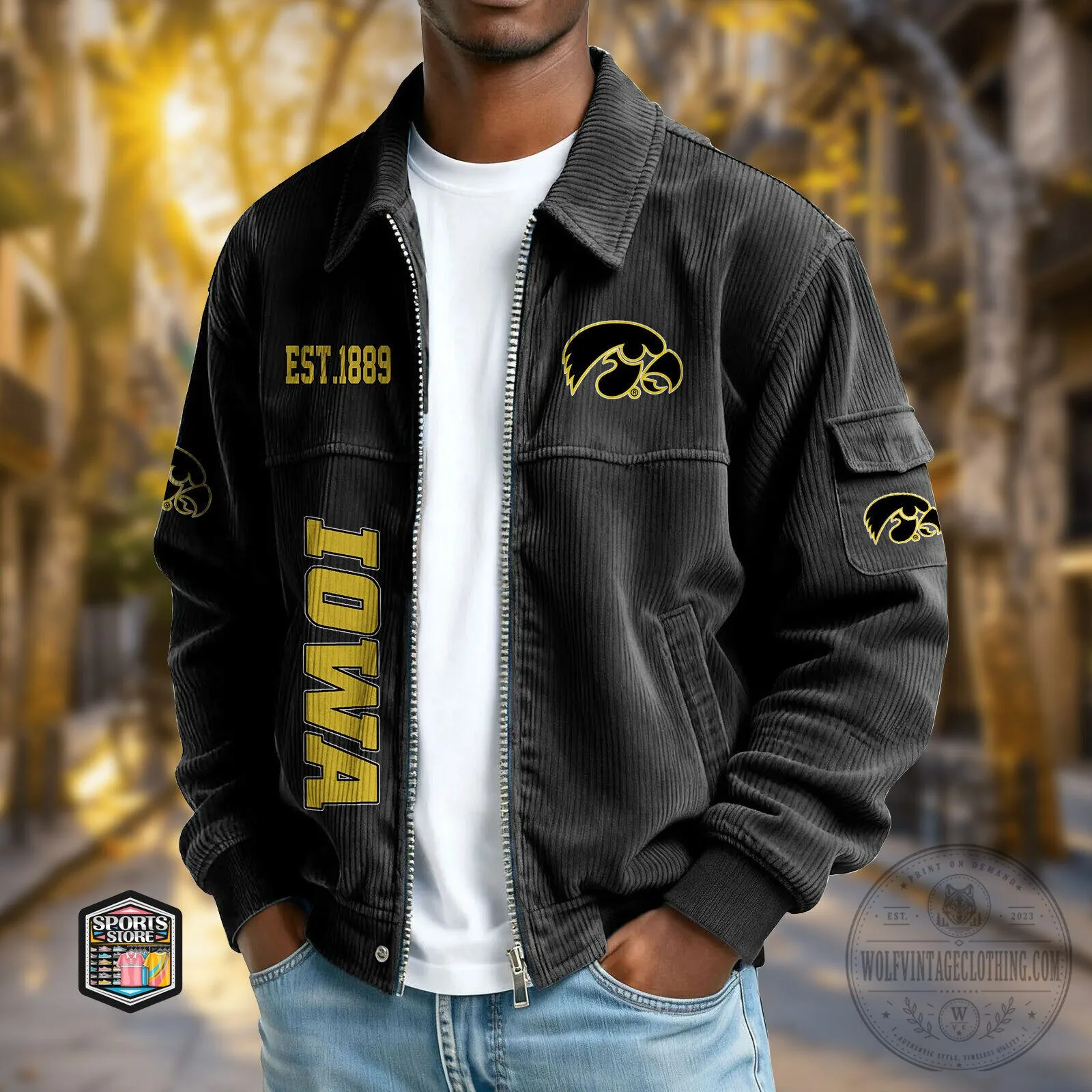 Iowa Hawkeyes Corduroy Bomber Jacket