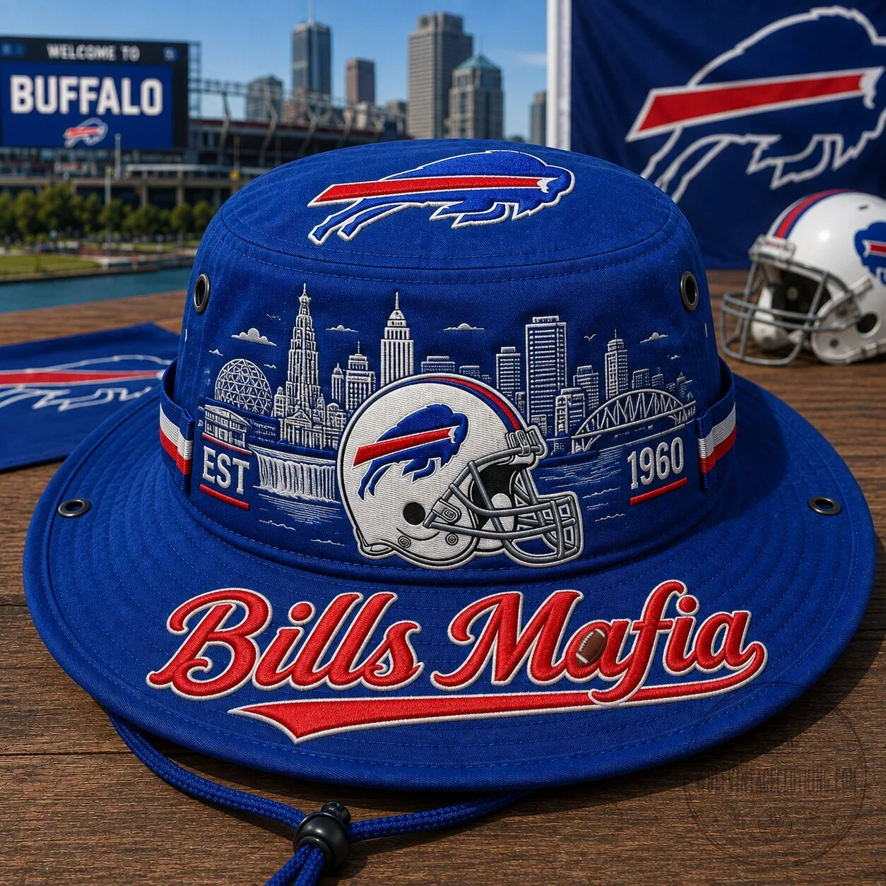 Buffalo Bills Mafia Football Team Blue Boonie Hat