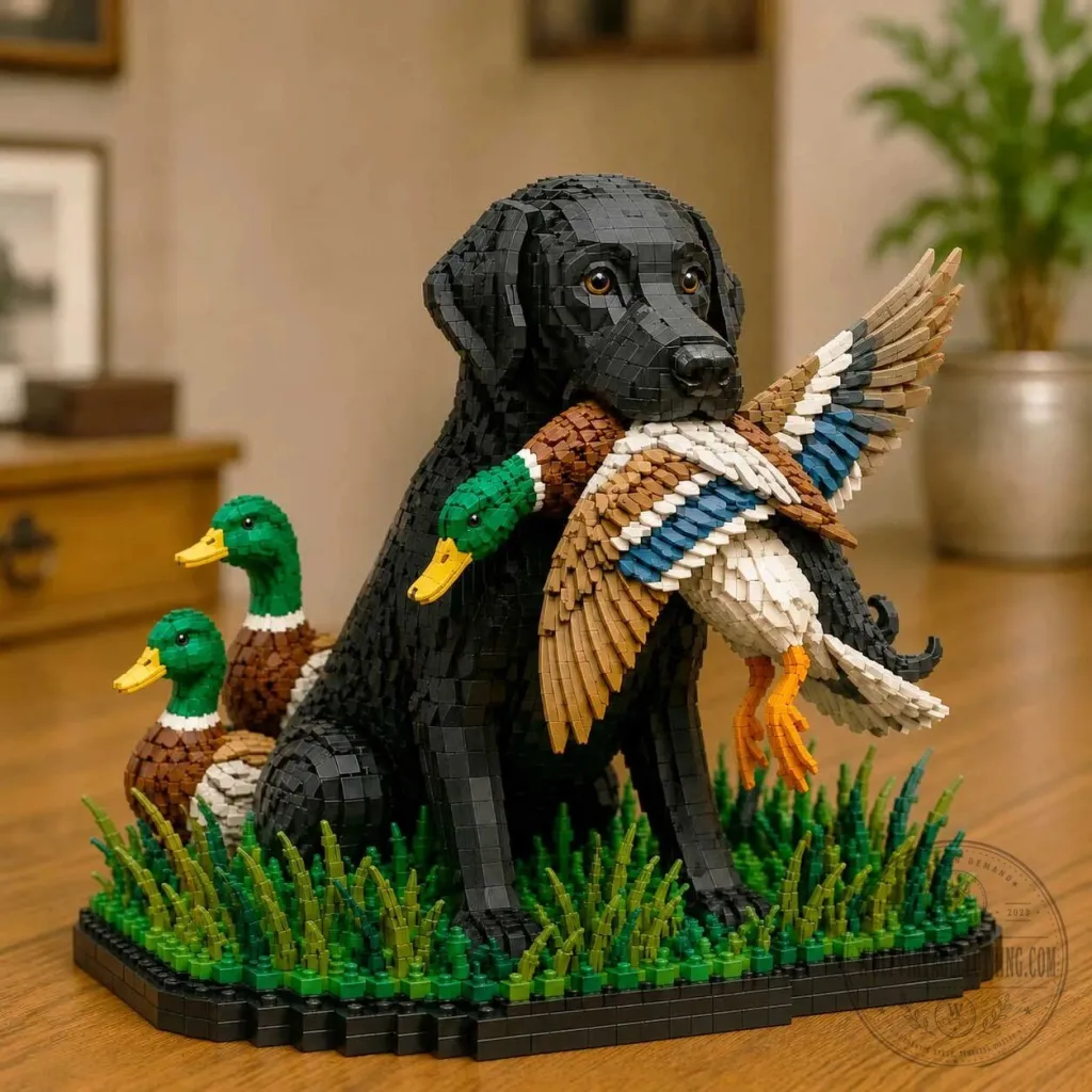 Black Labrador Retriever with Mallard Duck Building Blocks Set Black Labrador Retriever with Mallard Duck Building Blocks Set