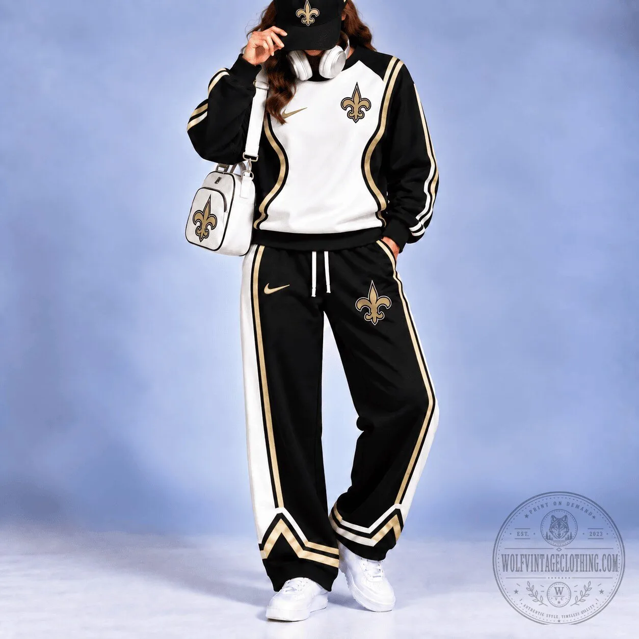 New Orleans Saints NFL Team Logo Color Block Sweatshirt and Pants Set