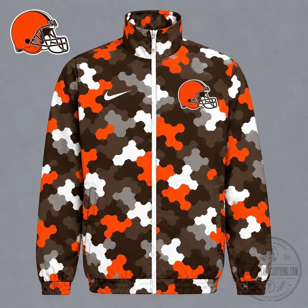 Cleveland Browns Football Team Camouflage Pattern Full-Zip Jacket