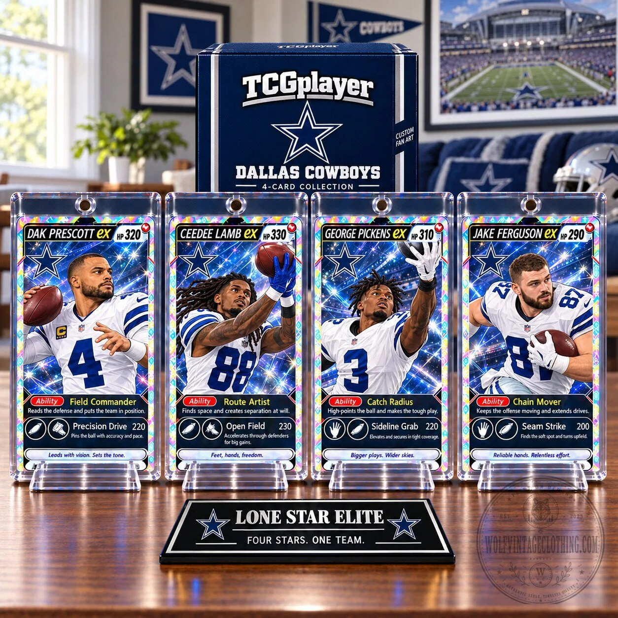 Dallas Cowboys Dak Prescott CeeDee Lamb George Pickens Jake Ferguson Trading Card Set 1 Dallas Cowboys Dak Prescott CeeDee Lamb George Pickens Jake Ferguson Trading Card Set
