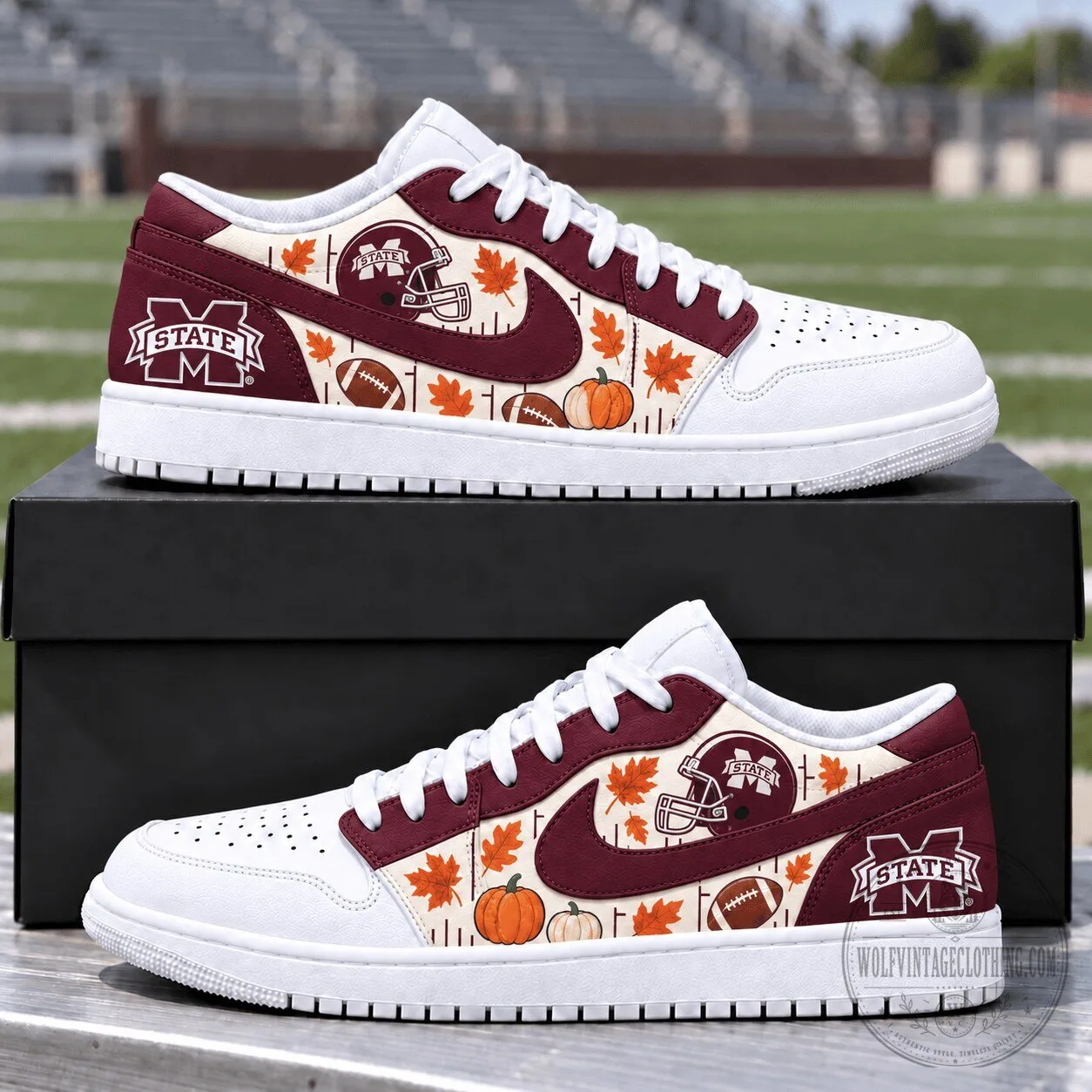 Mississippi State Bulldogs Fall Vibe Custom Printed Low Top Shoes