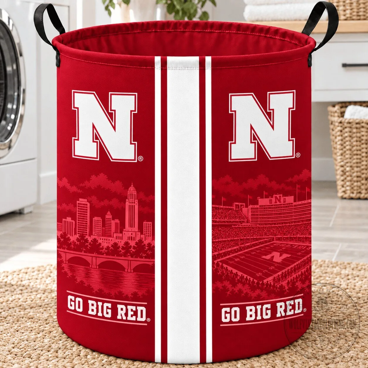 Nebraska Cornhuskers Football Team Go Big Red Laundry Basket