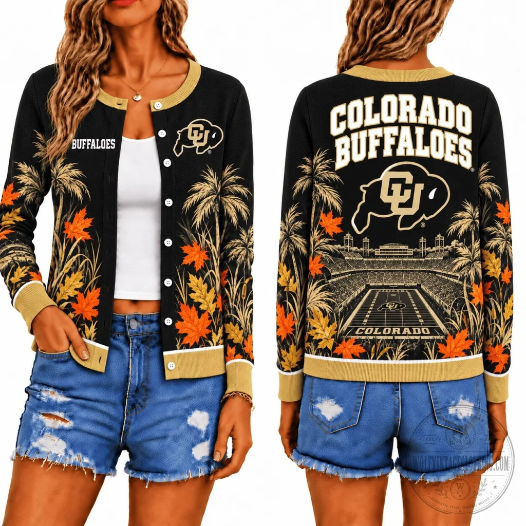 Colorado Buffaloes Fall Season Stadium Design Women's Cardigan Jacket Colorado Buffaloes Fall Season Stadium Design Women's Cardigan Jacket