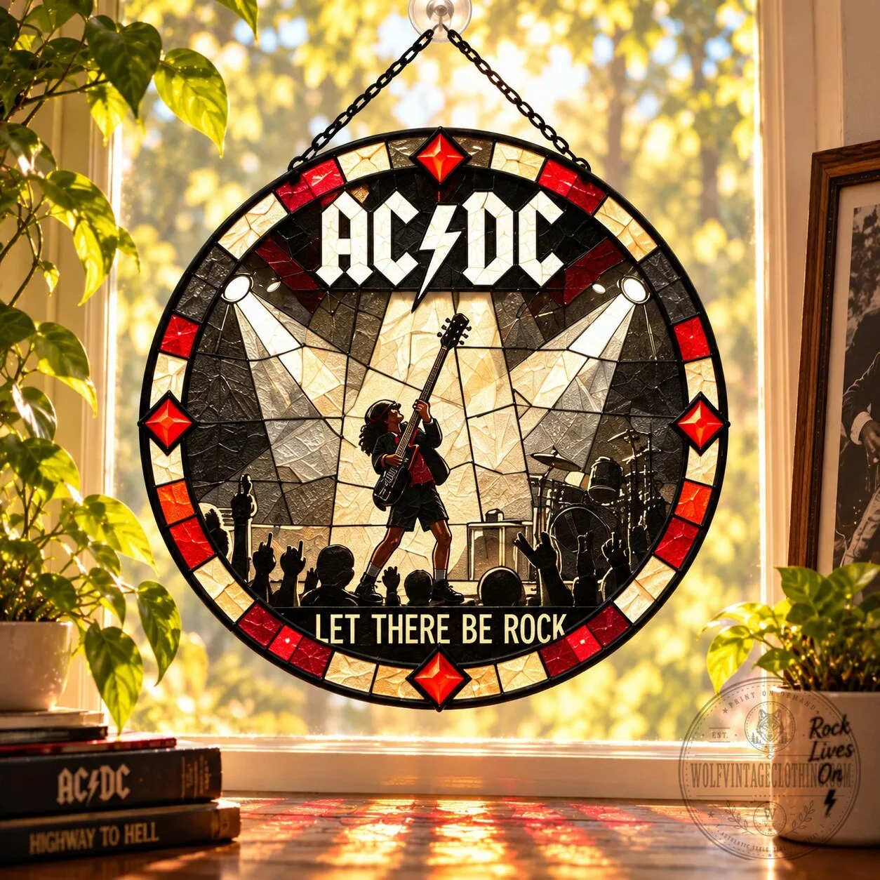 ACDC Let There Be Rock Stained Glass Window Suncatcher