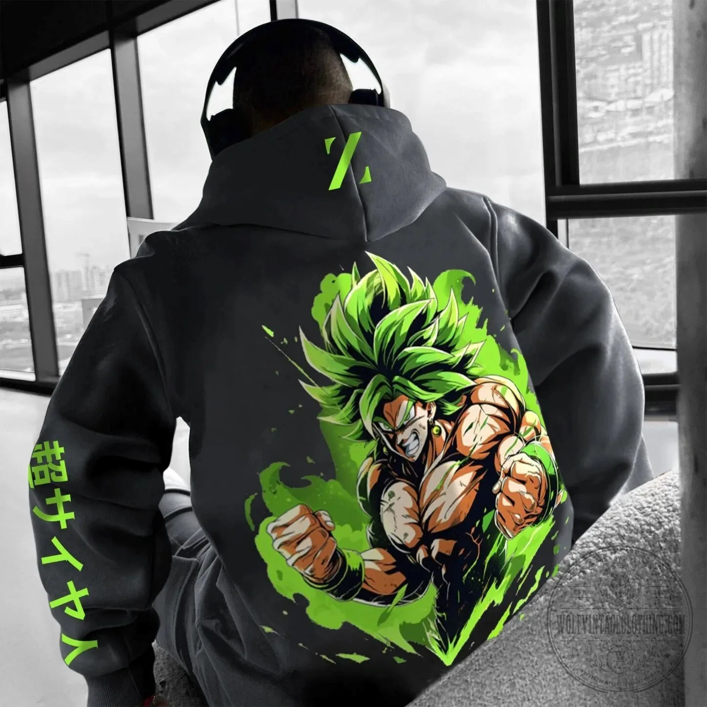 Black Hoodie Featuring Legendary Super Saiyan Anime Art from Dragon Ball Super Broly