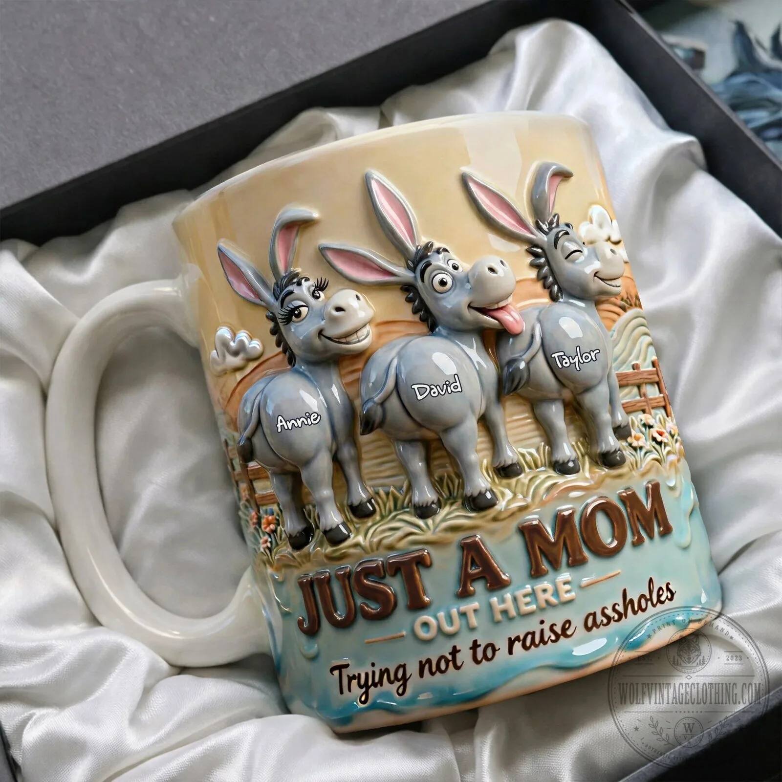 Personalized Donkey Mom Coffee Mug Just A Mom Out Here Trying Not To Raise Assholes 9 Personalized Donkey Mom Coffee Mug Just A Mom Out Here Trying Not To Raise Assholes