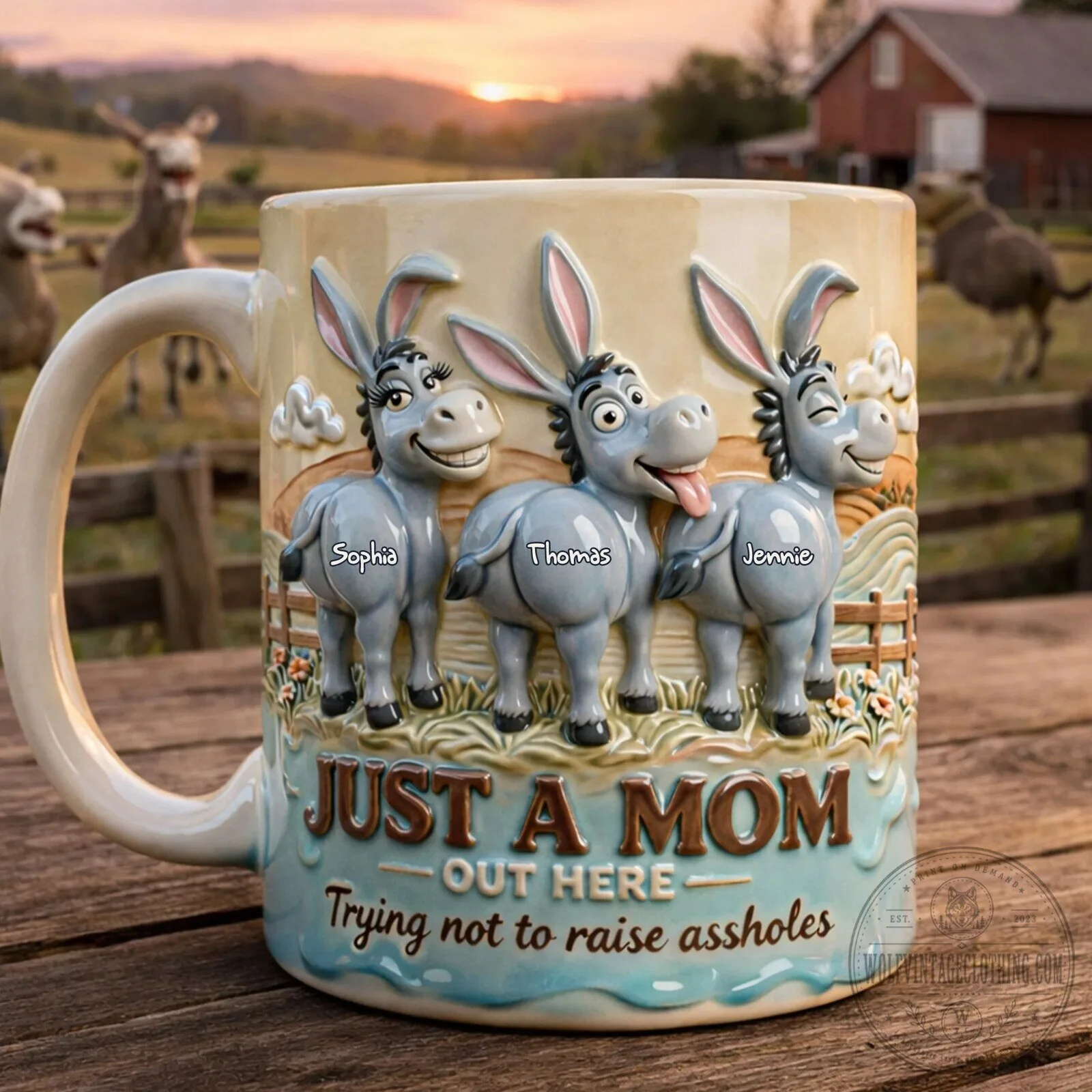 Personalized Donkey Mom Coffee Mug Just A Mom Out Here Trying Not To Raise Assholes 11 Personalized Donkey Mom Coffee Mug Just A Mom Out Here Trying Not To Raise Assholes