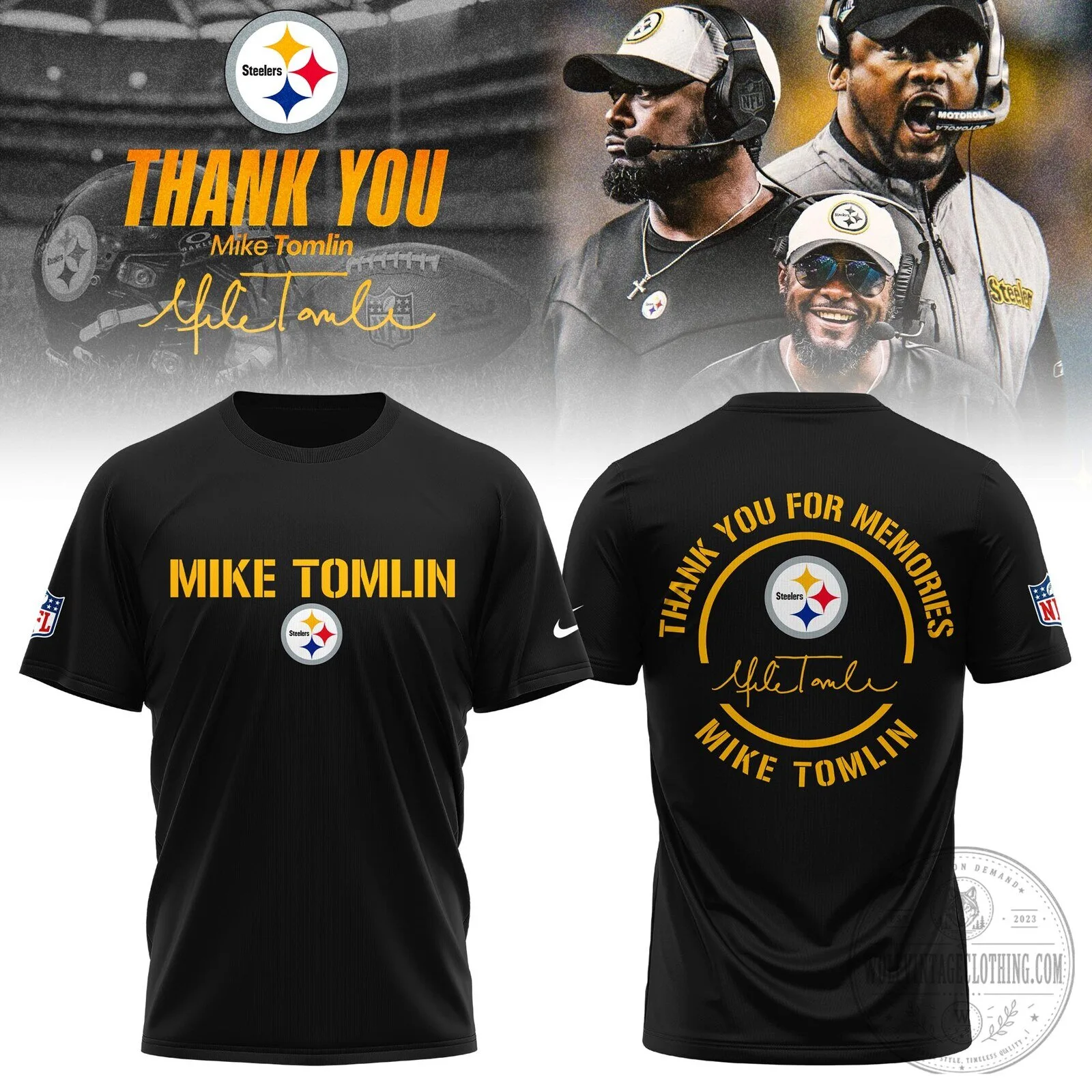 Pittsburgh Steelers Coach Mike Tomlin Thank You T-Shirt 3 Pittsburgh Steelers Coach Mike Tomlin Thank You T-Shirt
