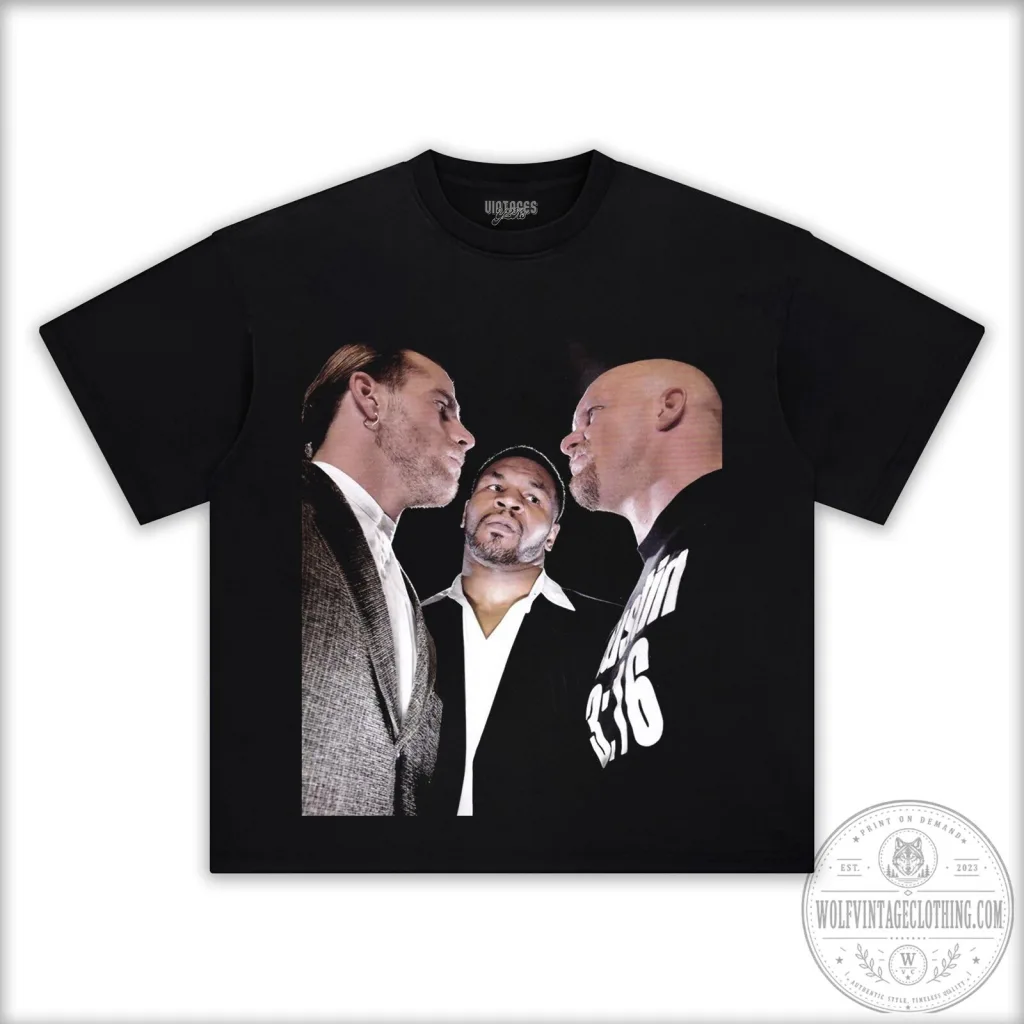 Shawn Michaels and Mike Tyson Confrontation Black Graphic T-Shirt Shawn Michaels and Mike Tyson Confrontation Black Graphic T-Shirt