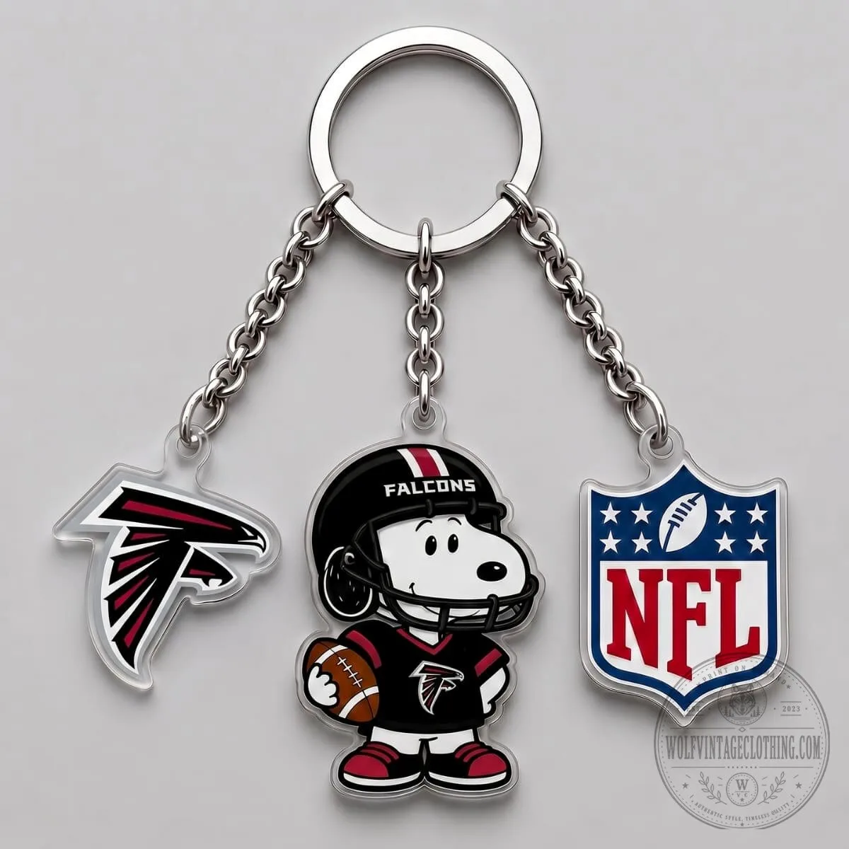 Atlanta Falcons Snoopy National Football League Triple Charm Keychain