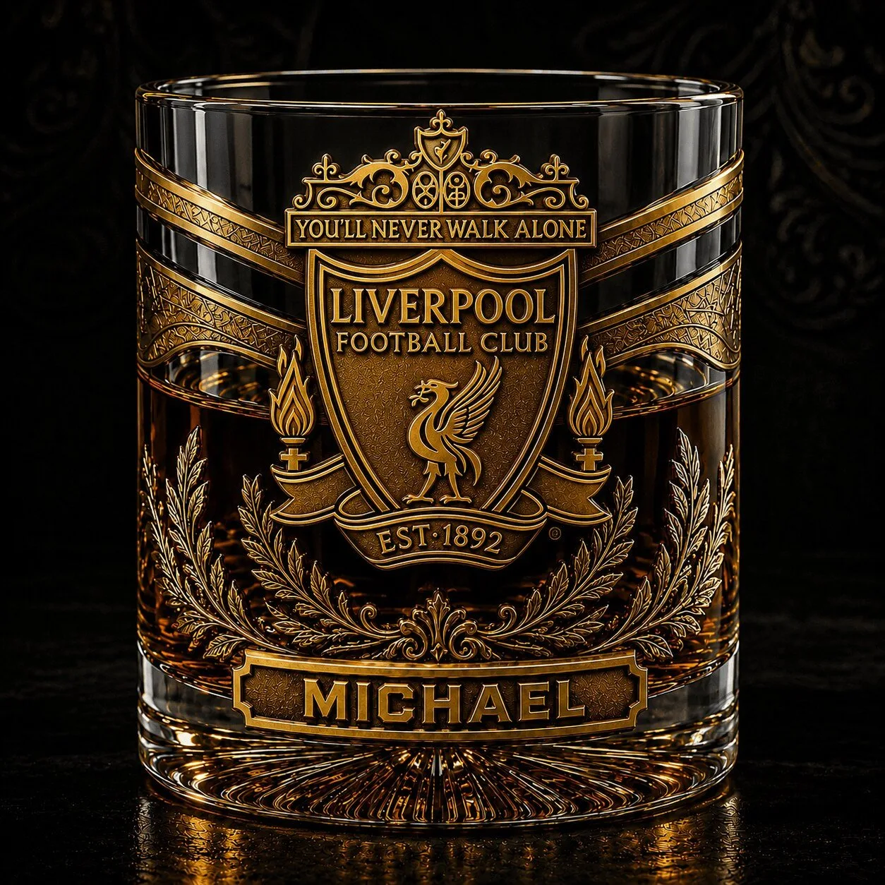 Liverpool Football Club You'll Never Walk Alone Personalized Whiskey Glass