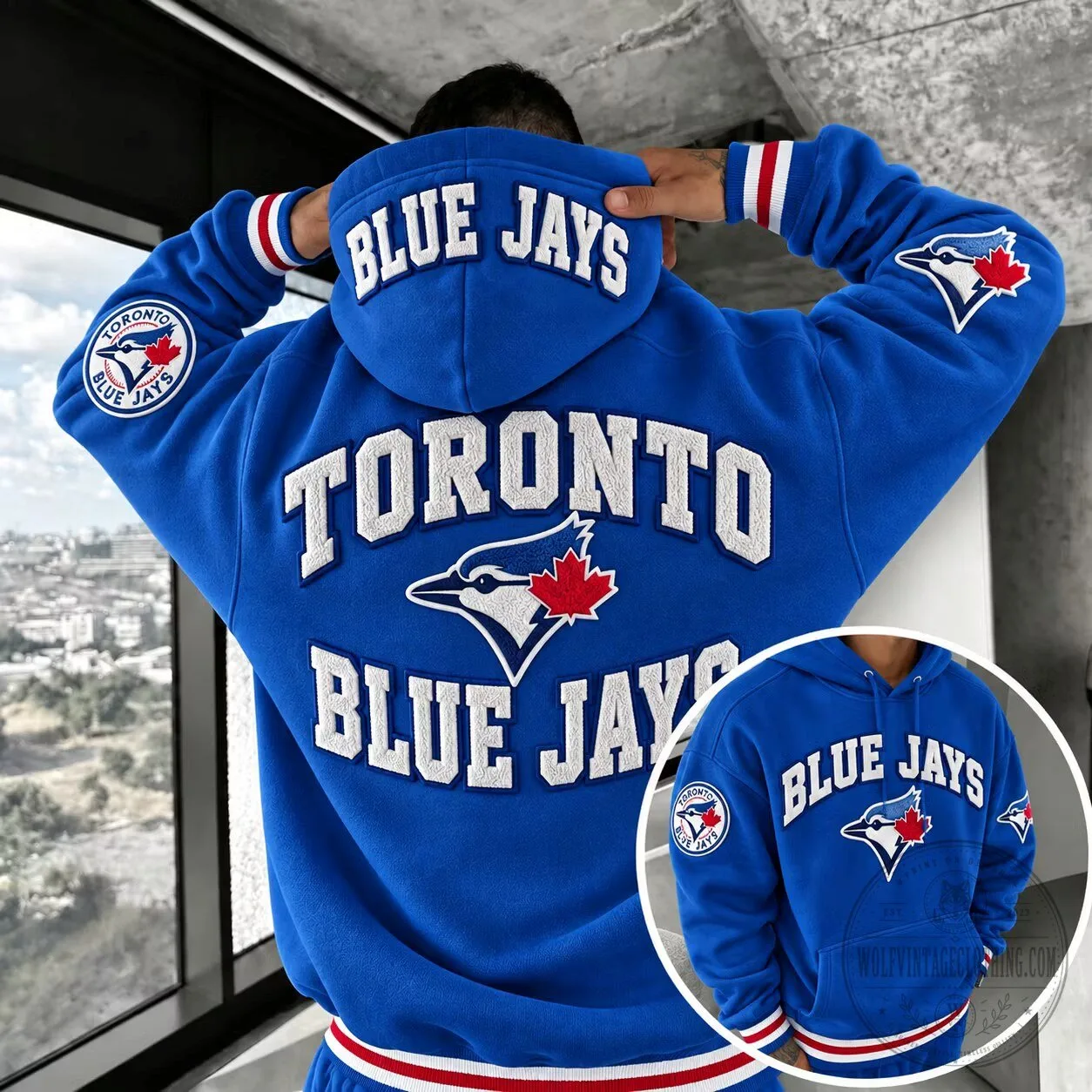 Blue Hoodie Featuring the Toronto Blue Jays Baseball Team Logo