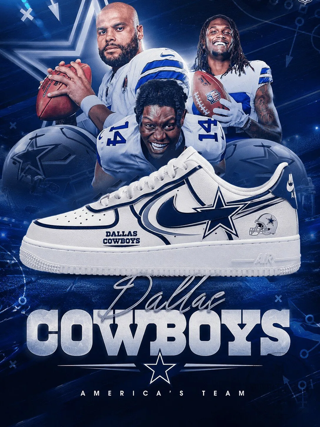 Dallas Cowboys Custom Air Force 1 Style Sneakers 5 Dallas Cowboys Custom Air Force 1 Style Sneakers