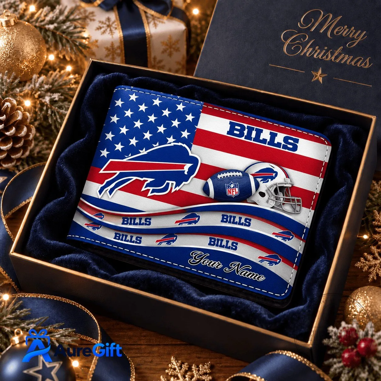Buffalo Bills NFL Personalized American Flag Football Team Wallet