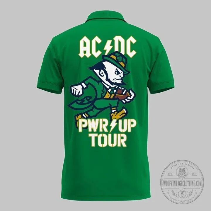 2026 Green Polo Shirt for Notre Dame Football AC/DC Power Up Tour 11 2026 Green Polo Shirt for Notre Dame Football AC/DC Power Up Tour