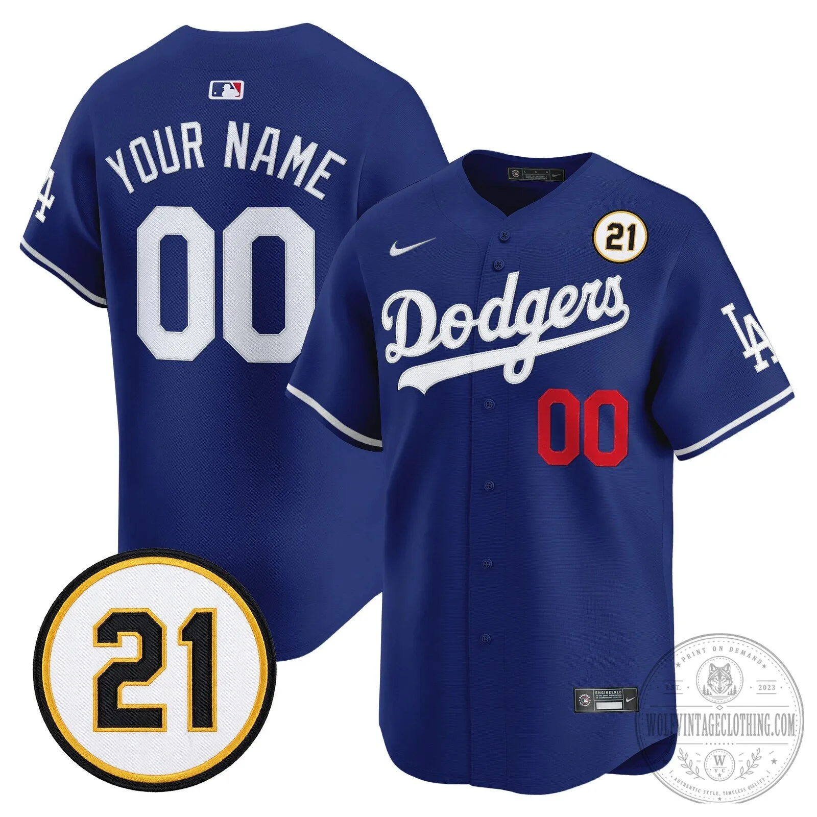 Los Angeles Dodgers Roberto Clemente Tribute Patch Custom Baseball Jersey