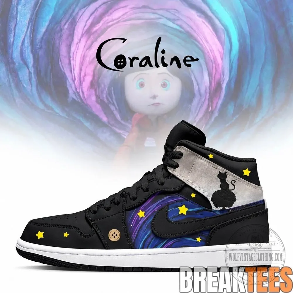Coraline Black Cat Starry Night Halloween High-Top Sneakers 1 Coraline Black Cat Starry Night Halloween High-Top Sneakers