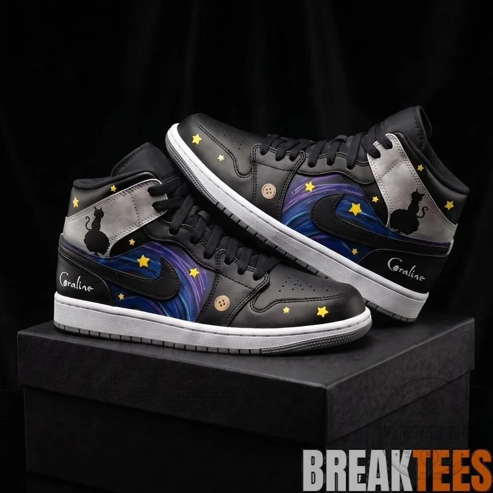 Coraline Black Cat Starry Night Halloween High-Top Sneakers 8 Coraline Black Cat Starry Night Halloween High-Top Sneakers