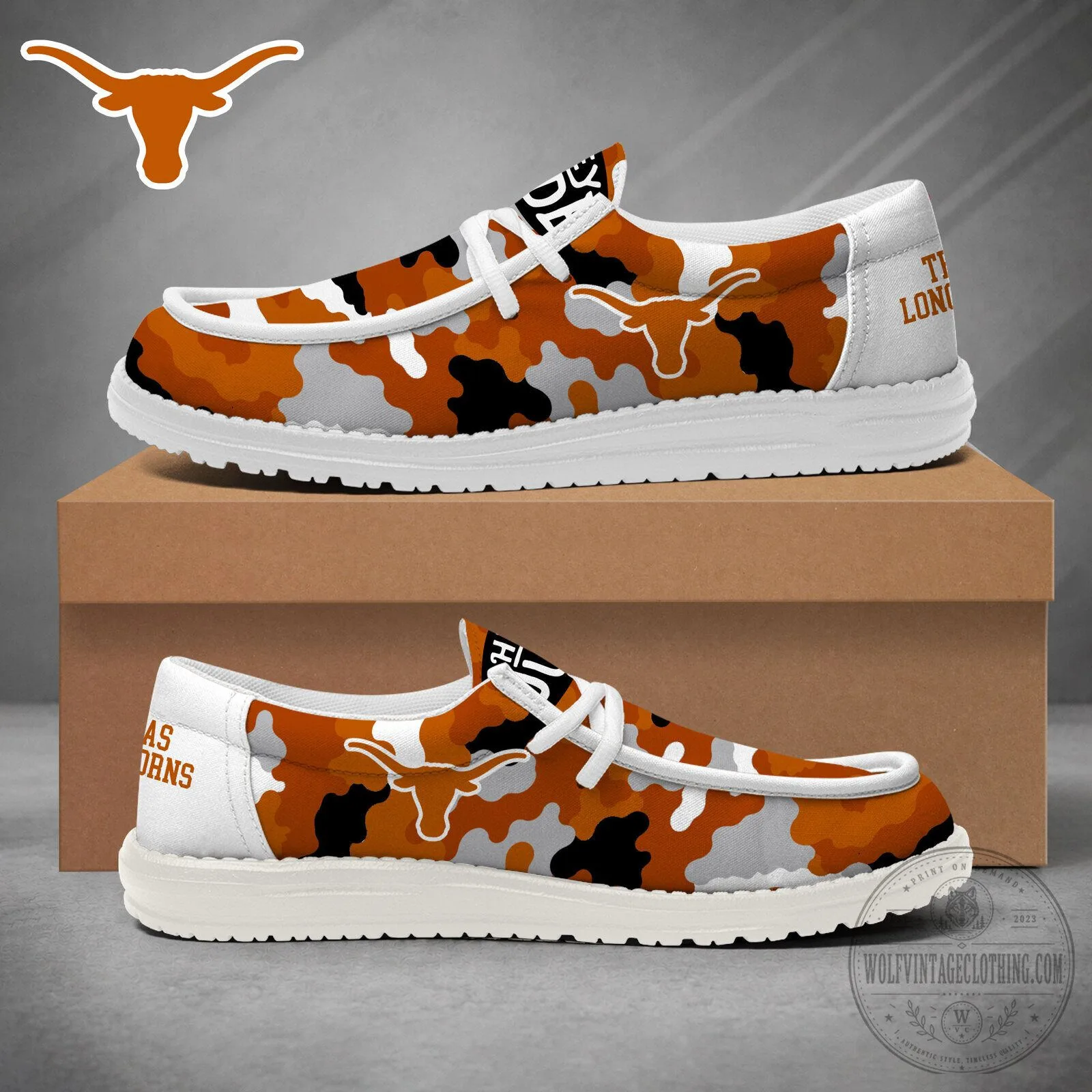 Texas Longhorns Camouflage Pattern Game Day Loafer Shoes