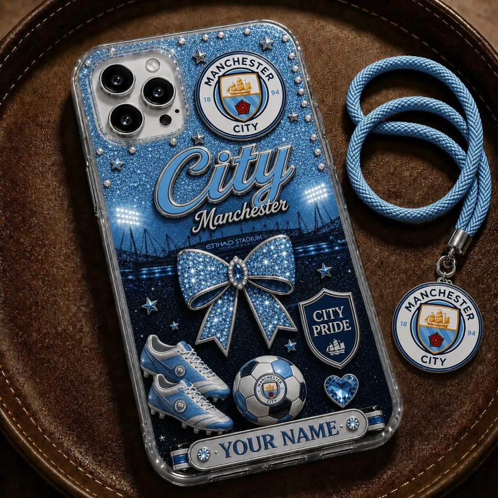 Manchester City Football Club Glitter Blue Personalized Phone Case Manchester City Football Club Glitter Blue Personalized Phone Case