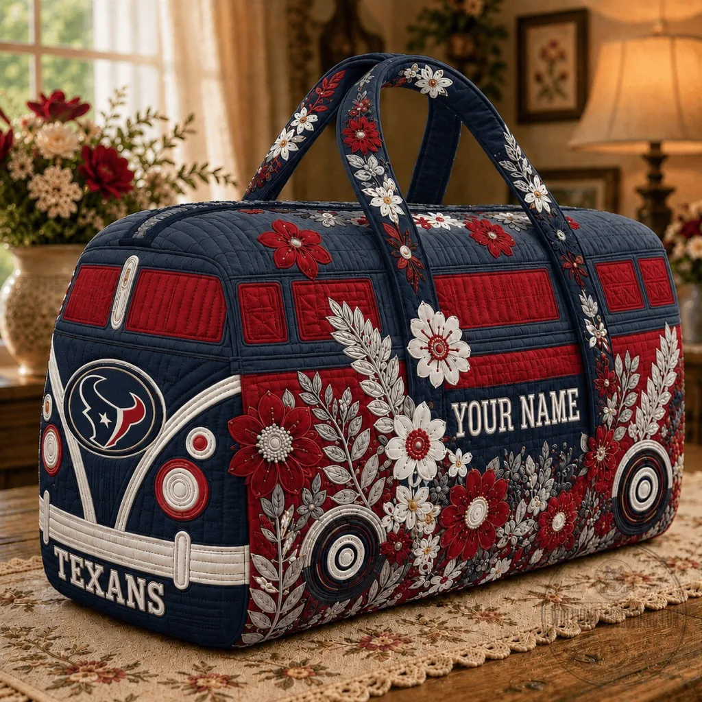 Houston Texans Floral Volkswagen Bus Quilted Duffle Bag Houston Texans Floral Volkswagen Bus Quilted Duffle Bag