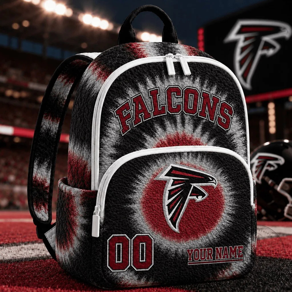 Atlanta Falcons Tie-Dye Custom Name and Number Football Fan Backpack Atlanta Falcons Tie-Dye Custom Name and Number Football Fan Backpack