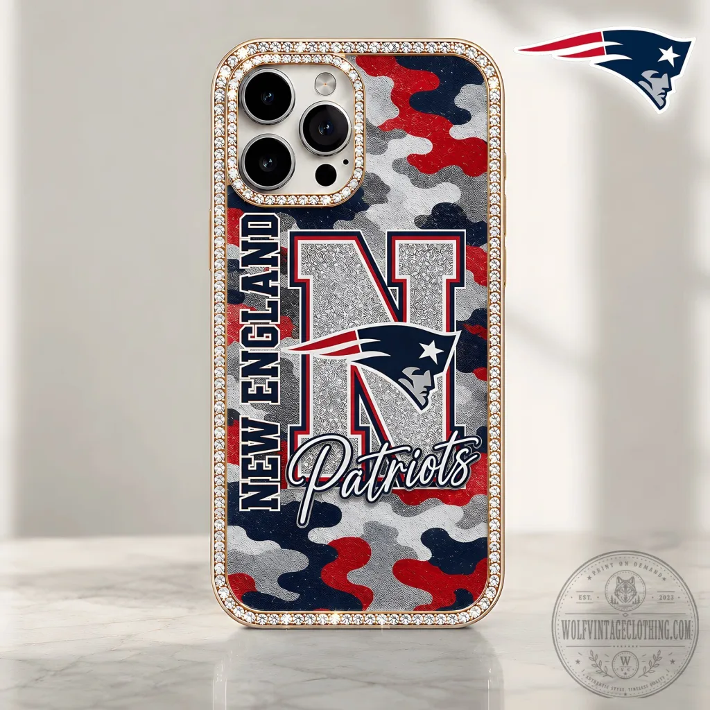 New England Patriots Camouflage Bling Diamond Luxury Phone Case New England Patriots Camouflage Bling Diamond Luxury Phone Case