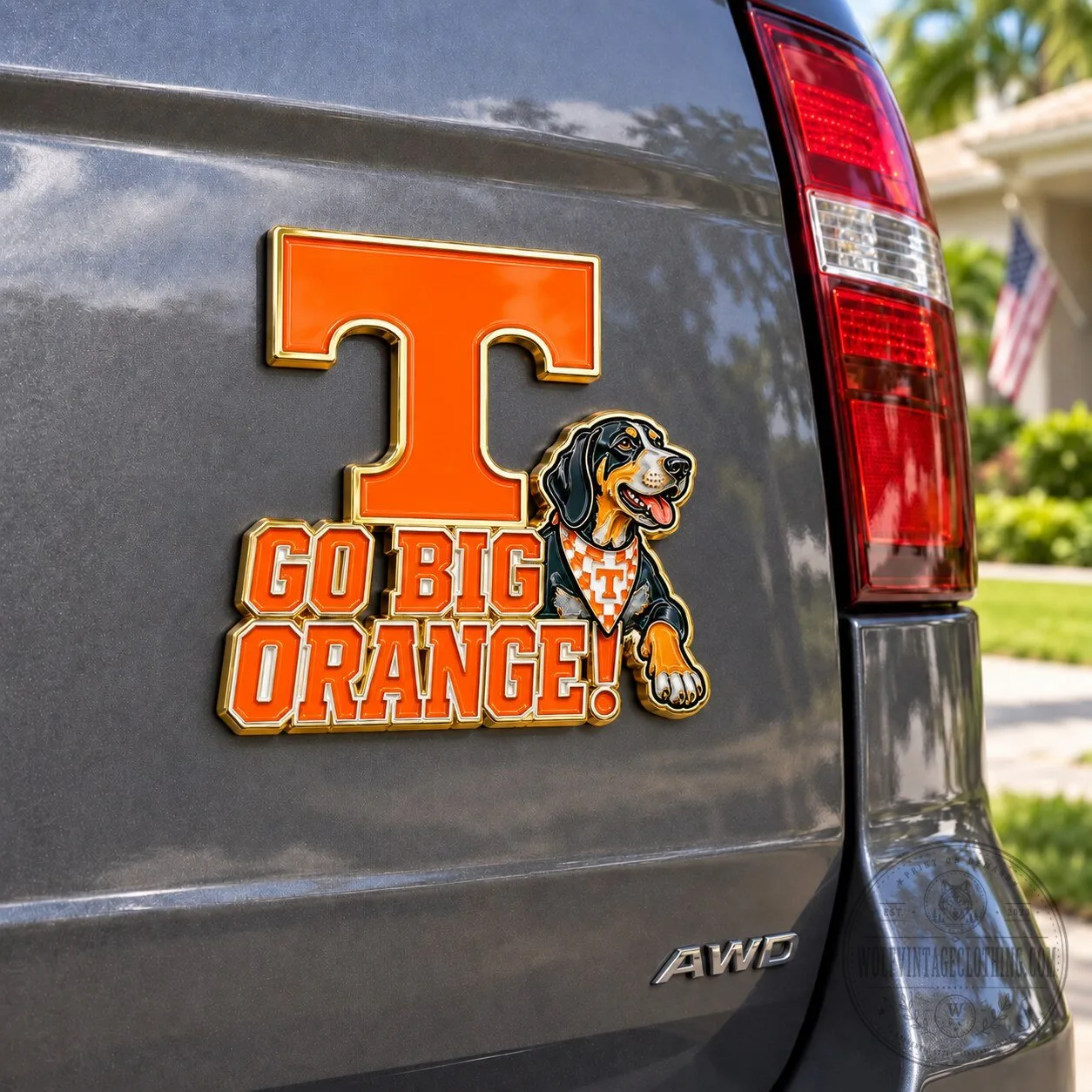 Tennessee Volunteers Go Big Orange Car Emblem Decal 1 Tennessee Volunteers Go Big Orange Car Emblem Decal