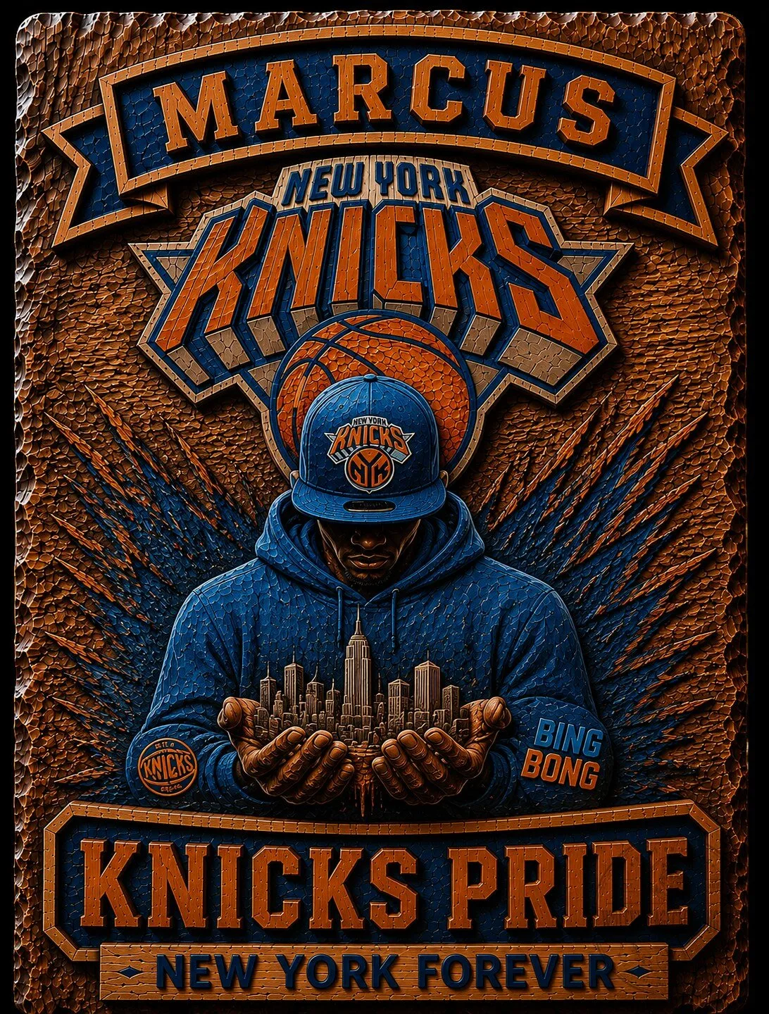 New York Knicks Basketball Fan Art Marcus Knicks Pride Wooden Wall Art Decor