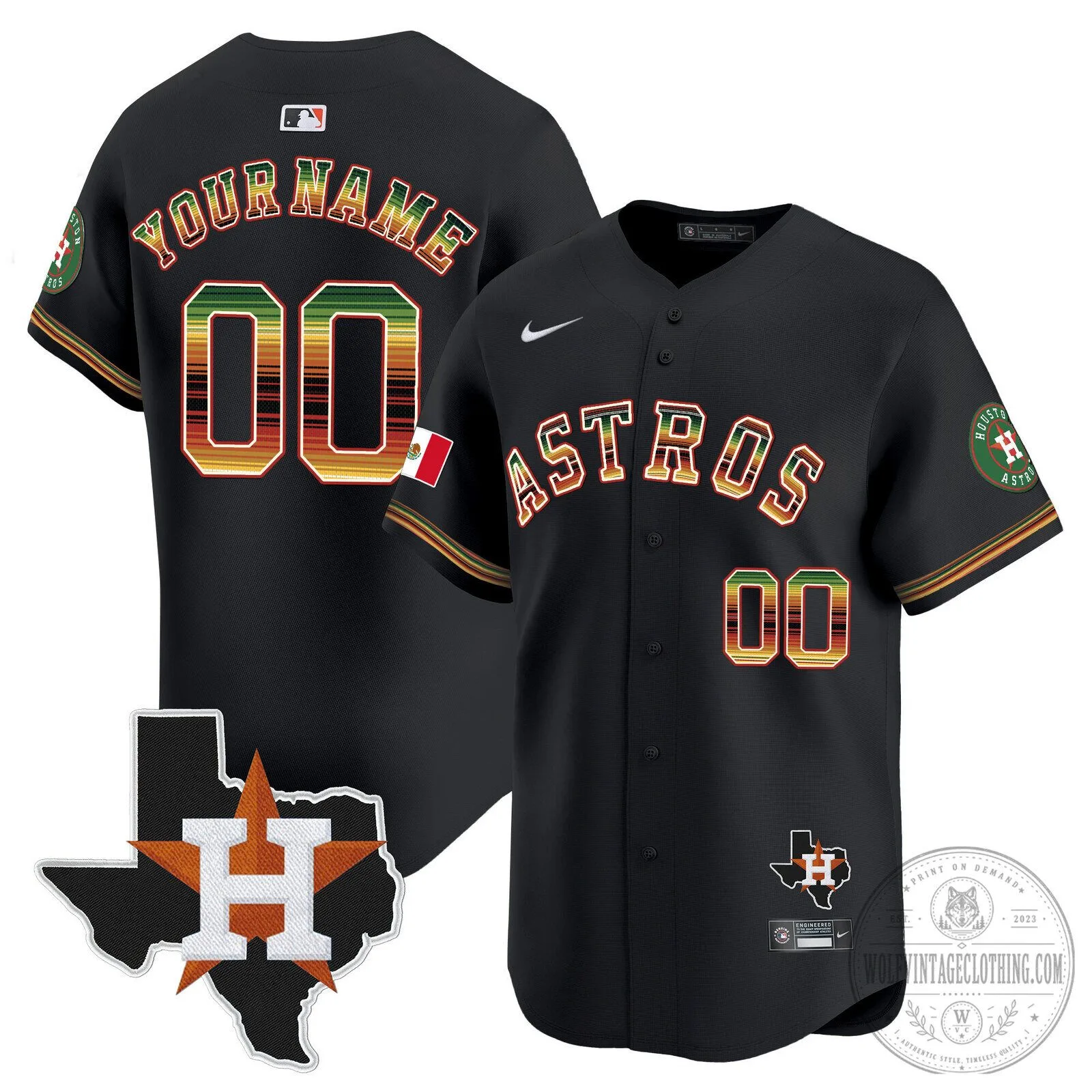 Houston Astros Custom Mexico Traditional Style Black Baseball Jersey