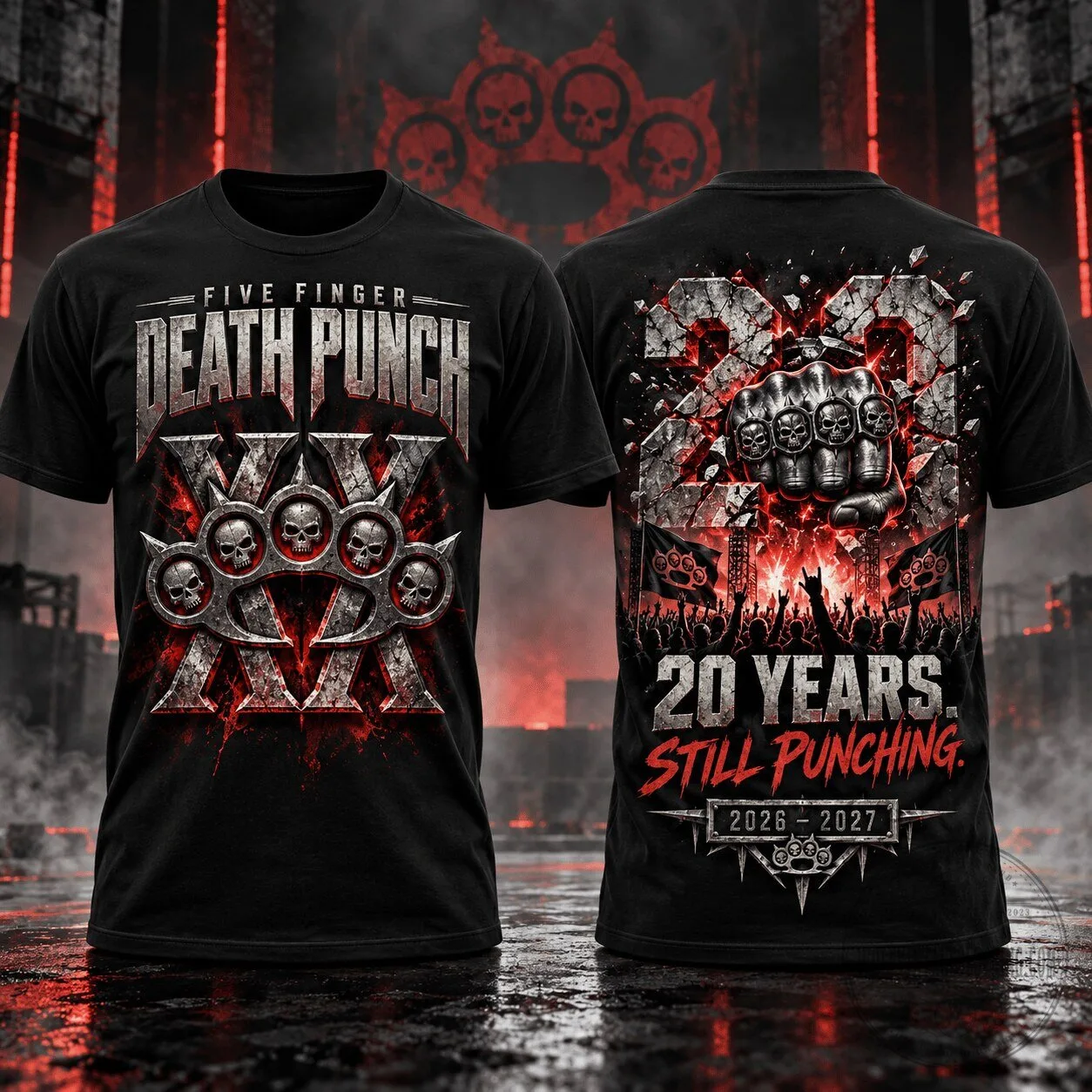 Five Finger Death Punch 20 Years Still Punching Black T-Shirt 5 Five Finger Death Punch 20 Years Still Punching Black T-Shirt