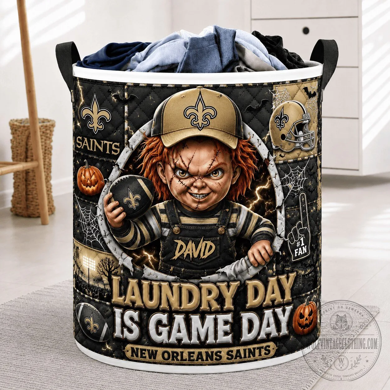 New Orleans Saints Chucky Halloween Laundry Day Is Game Day Laundry Basket 3 New Orleans Saints Chucky Halloween Laundry Day Is Game Day Laundry Basket