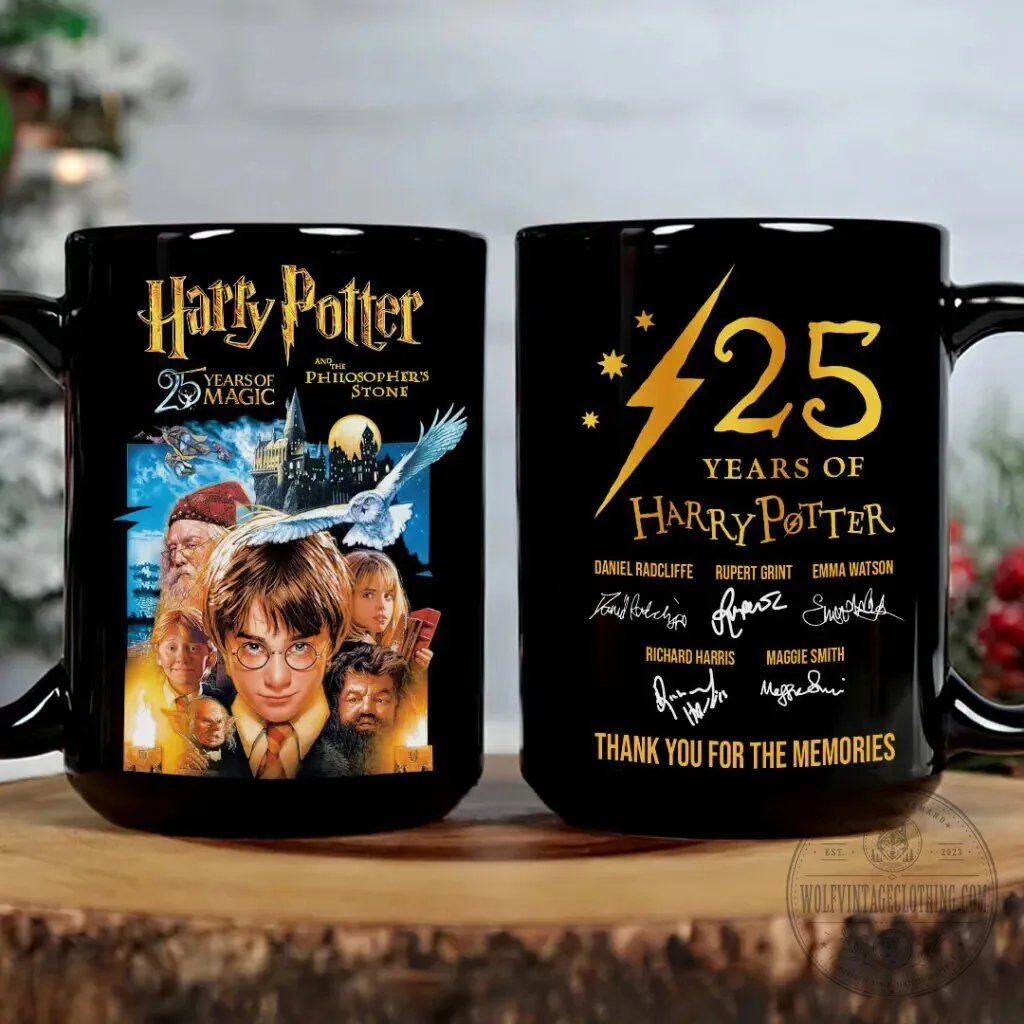 Harry Potter 25th Anniversary Movie Cast Signatures Black Ceramic Mug 8 Harry Potter 25th Anniversary Movie Cast Signatures Black Ceramic Mug