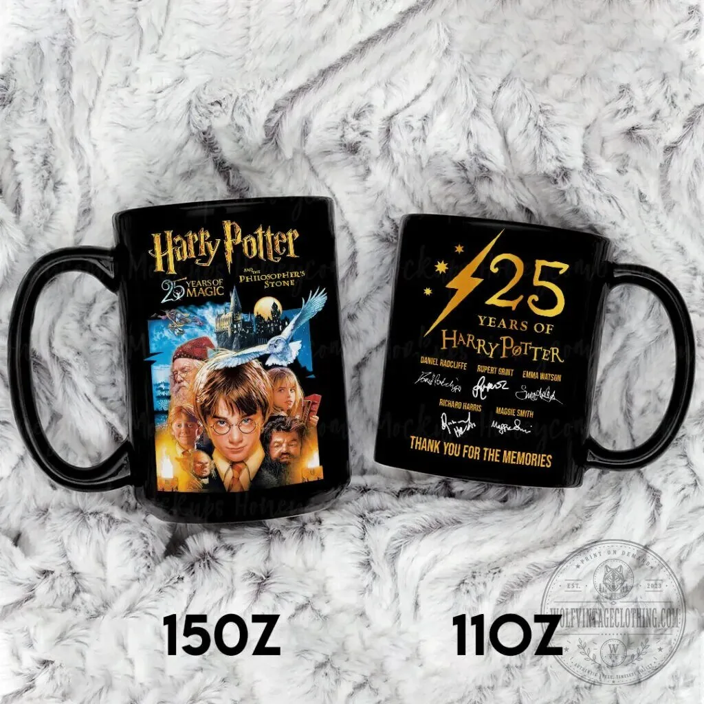 Harry Potter 25th Anniversary Movie Cast Signatures Black Ceramic Mug 8 Harry Potter 25th Anniversary Movie Cast Signatures Black Ceramic Mug